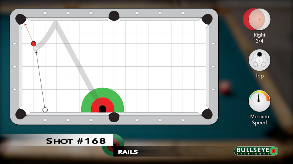 Shot 168 (Rails) from the Bullseye Billiards Video Series